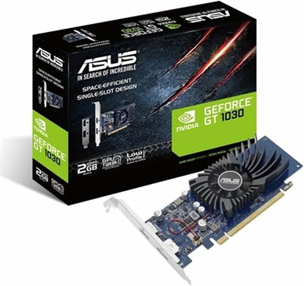 SCHEDA VIDEO PCI-EXPRESS NVIDIA ASUS GEFORCE GT 1030 CON 2GB DEDICATI GDDR5, FREQUENZA CORE 1189MHZ, HDMI/DISPLAY PORT, LOW PROFILE